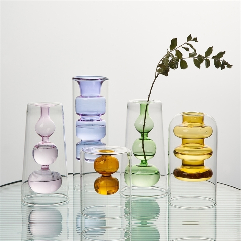 

Nordic Vase Transparent Bubble Glass Vase Modern Home Decoration Small Flower Vase Room Decor Hydroponic Plant Pot Wedding Decor 220518
