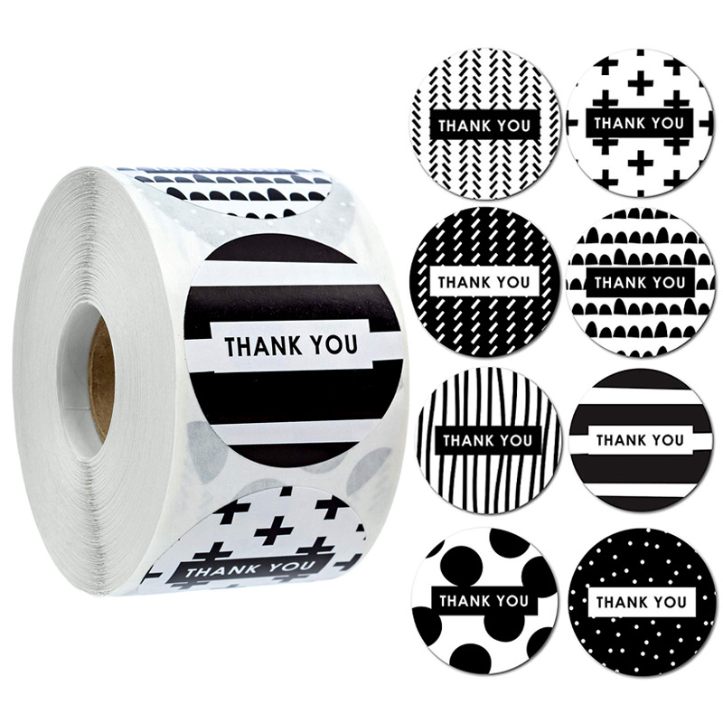 

Black Thank You Sticker Adhesive Sticker 500 PCS Labels per Roll 1222489