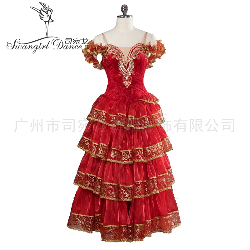 

Women Spanish Matador Professional Dance Ballet Dress For Girls Matar Performance Competiton Stage Costume BT9103, Red