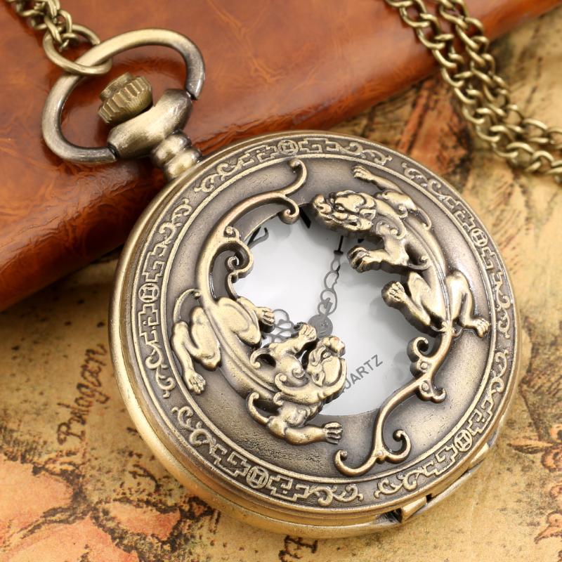 

Pocket Watches Brave Troops Watch Antique Arabic Number Fob Steampunk Pendant Thick/thin Chain Clock Necklace Gift Man Women