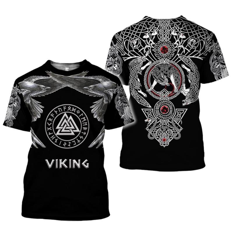 

Men's T-Shirts Brand Clothing Viking Tattoo Pattern Print 3D T Shirt Men Tshirt Summer Funny T-Shirt Short Sleeve O-neck Tops Drop, Color as the picture