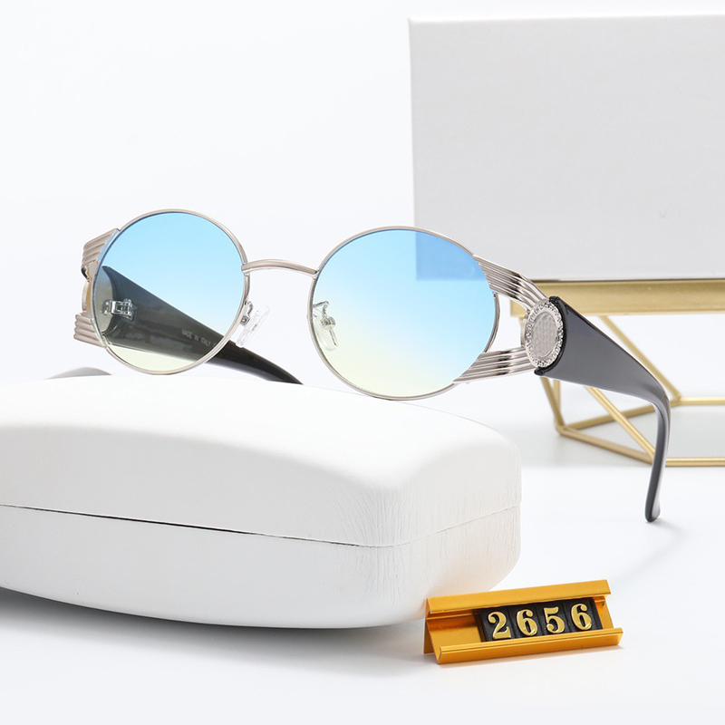 New Round Sunglasses Designer Woman Mens Luxury Brand Vintage Sunglasses Gold Black Blue V Sun Glasses Sexy Couple Eyewear Big Shades Eyeglasses Siz