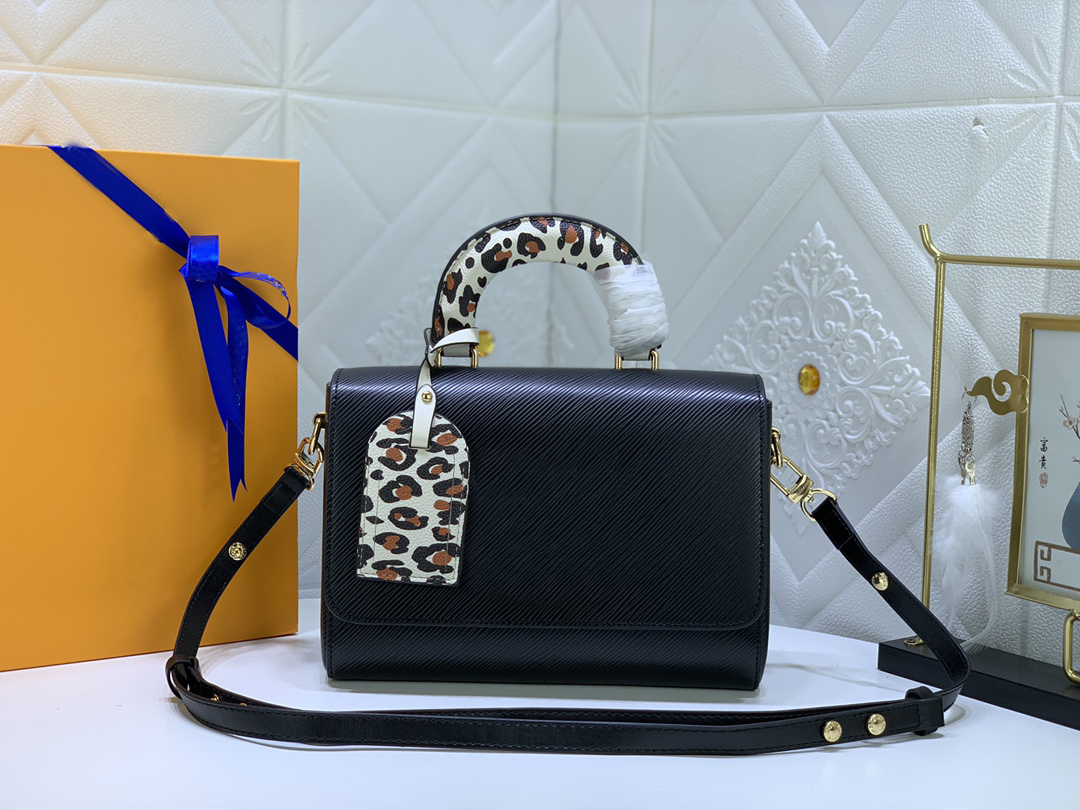 

Luxury TWIST Lock Tote Handbag Designer Shoulder Bag for Women Crossbody Purses Fashion Wild at Heart Leopard Top Handle HandBags Lady Tote, Black