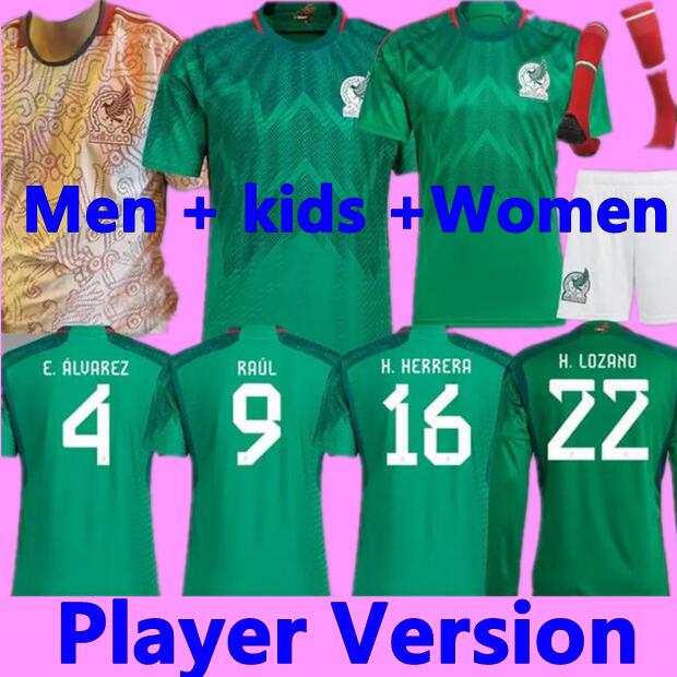 

World CupS 2022 Mexico soccer jersey home away 22 23 CHICHARITO LOZANO DOS SANTOS football shirt Kids kit women Men sets uniforms Fans player Version, 11