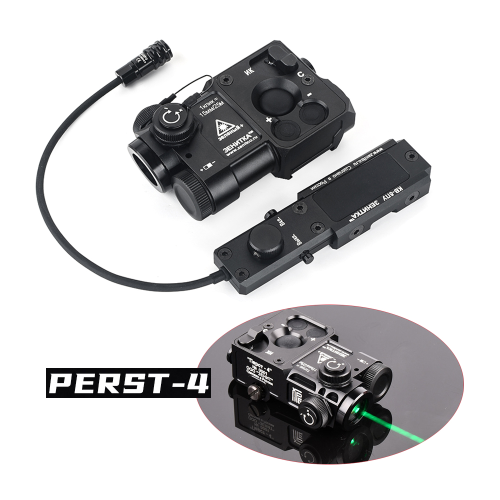 

PERST-4 IR and Laser Visible Green Laser Scope With KV-5PU Wire Remote Switch Brightness Adjustable Airsoft Tactical Weapon Light Hunting Rifle Sight