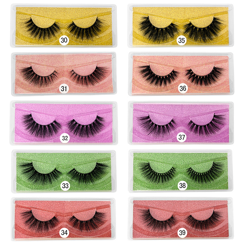 Cils maquillage 3d vison cils cils couleur carte emballage 10/20/30/40/50 paire en vrac moelleux 100% sans cruauté naturel long