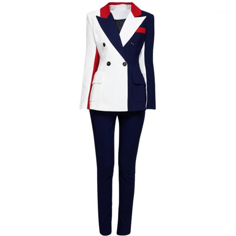 Costumes de femmes blazers ol costume frappe coloride veste pantalon mince femmes deux pièces