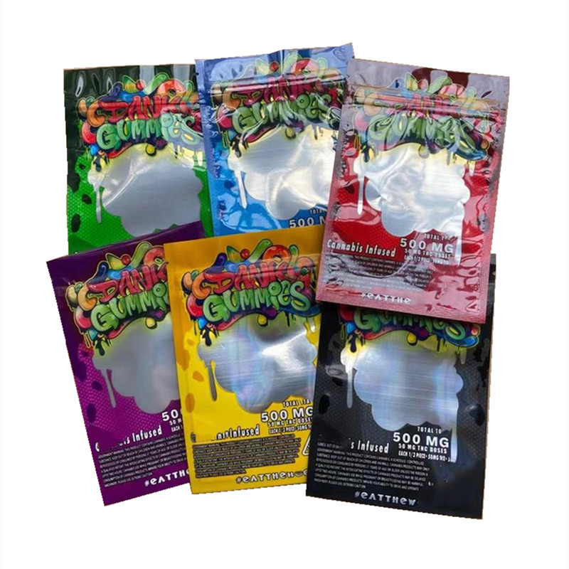 

Empty White dank gummies Packing Mylar Bags gummy 500mg Stand Up Pouch Edibles Baggies Purple green Green Pie Blue Packaging Bag Wholesale