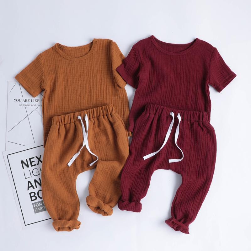 

Clothing Sets Baby Boys Summer Infant Cotton Linen Born Shorts Sleeve T-shirt Pants Toddler Girls Pajamas Casual Clothes OutfitsClothing