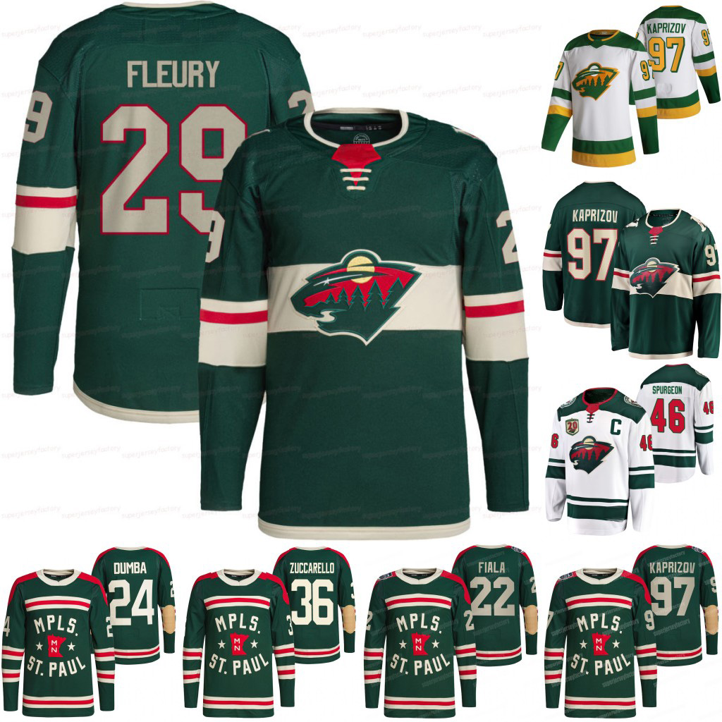 

29 Marc-Andre Fleury Minnesota Wild 2022 Jersey Kirill kaprizov Jared Spurgeon Kevin Fiala Cam Talbot Matt Dumba Tyson Jost Mats Zuccarello Joel Eriksson Ek, Youth 2020 reverse retro