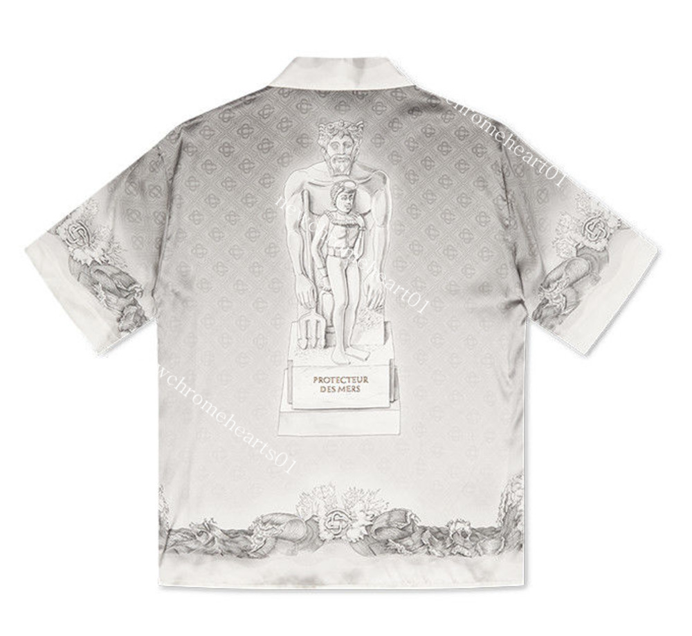 

Casablanc 22ss men designer shirts Guardian plaster image black and white gradient men and women couple Hawaiian short sleeve shirt