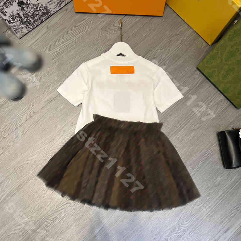 

Louisclothes designer baby Girls shirt dress set lace mesh luxury party dresses summer cotton short sleeve shirt skirts logo brand kids clothes album, 15