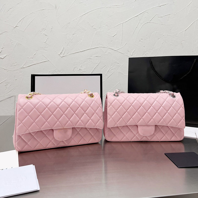 

Luxury Designer Womens W Classical Flap Rectangle Lambskin Bags Gold/Silver Metal Hardware Crossbody Shoulder Purse Genuine Leather Daily Messager Handbags 25CM, Box