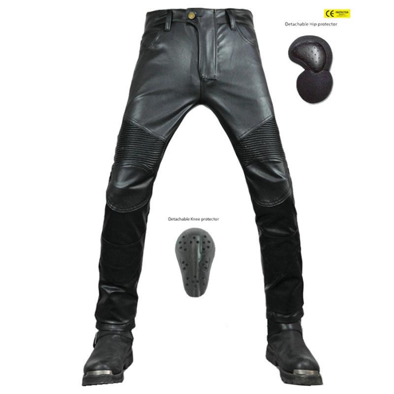 

Motorcycle Apparel Riding Jeans Motocross Racing Pants PU Leather Biker Trousers Waterproof Windproof Men Women With 4 X CE Knee Hip Pad