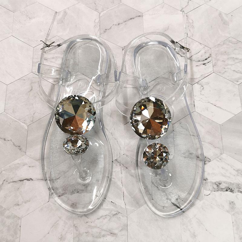 

Sandals Lager Size 42 Summer Sandal Women Explosion Diamond Jelly Shoes Female Fashion Transparent Flat Beach, Black