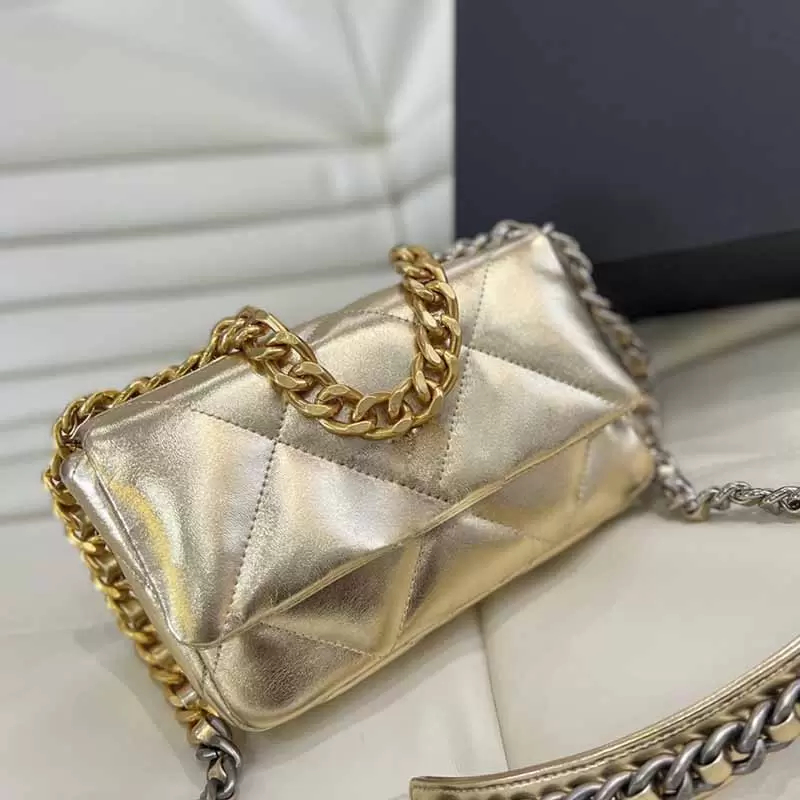 22s Femmes Sac de créateur de paillettes Sac à corps croisé en peau d'agneau Multicolor Gold-tone Metal Gand Classic Hands Hands High Captive Dia