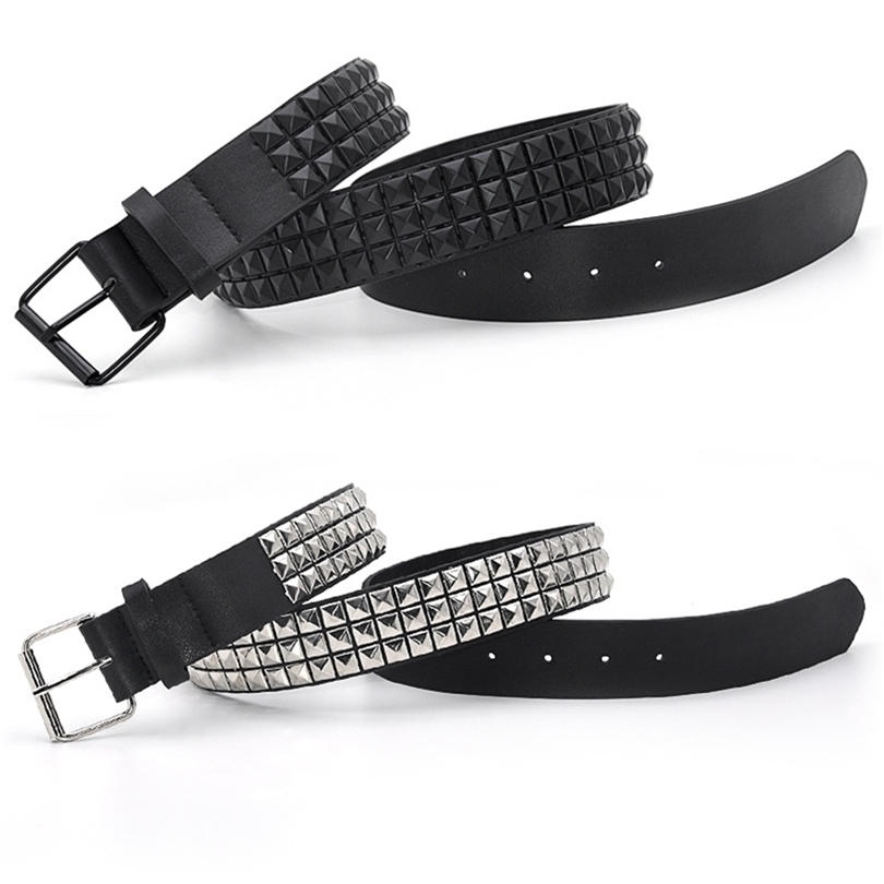 

Pyramid Fashion Rivet Belt MenWomens Studded Belt Punk Rock With Pin Buckle Belt Waistband W220811, Black