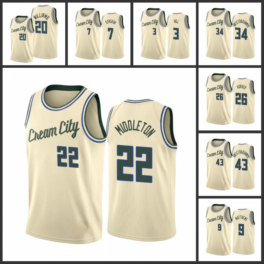 

Milwaukee''Bucks''Men Marvin Williams Thon Maker George Hill Giannis Antetokounmpo Khris Middleton Kyle Korver Wesley Matthews Jersey