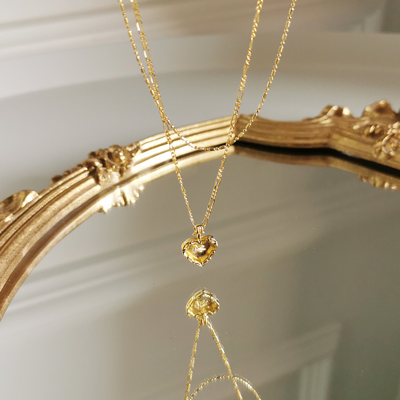 

Double Layered Love Flower Necklace Women's s 925 Sterling Silver Niche Design Clavicle Chain