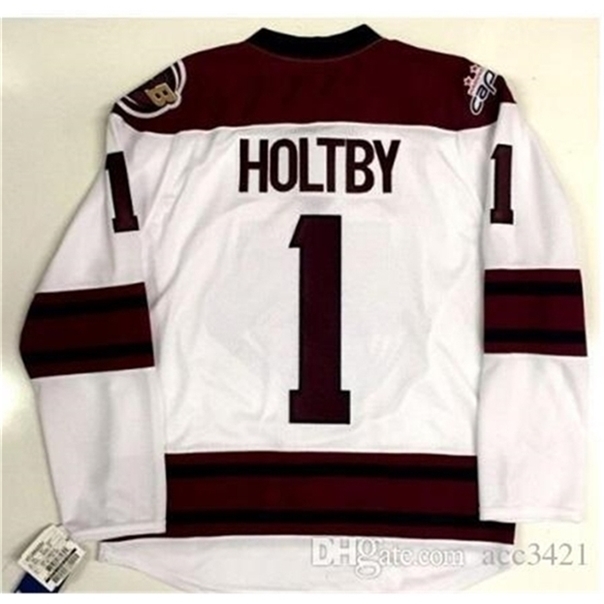 

C26 Nik1 Custom Men Youth women Nik1 tage #1 Brayden Holtby AHL Hershey Bear Hockey Jersey Size S-5XL or custom any name or number, White youth s-xl