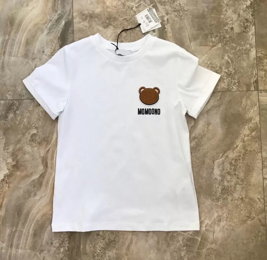 

Kids Fashion Polos Tshirts 2021 New Arrival Short Sleeve Tees Tops Boys Girls Children Casual Letter Printed with Bear Pattern T-shirts Pullover, White