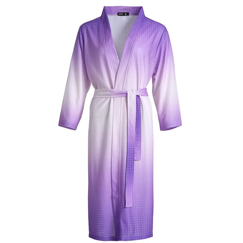 

Men's Sleepwear Gradient Color Couple Loose Bathrobe Waffle Casual Robe Gown Summer Long Bath Spring Autumn Dry Quickly HomewearMen's, Pink-men