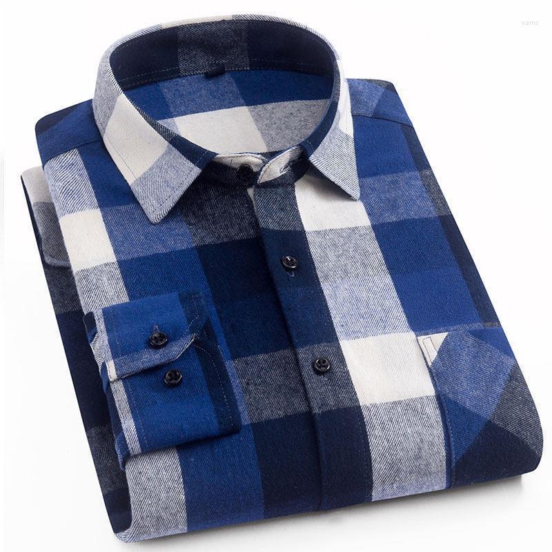

Men's Plaid Flannel Shirt Soft Comfortable Spring Male Slim Fit Business Casual Long-sleeved Shirts, Dt-002