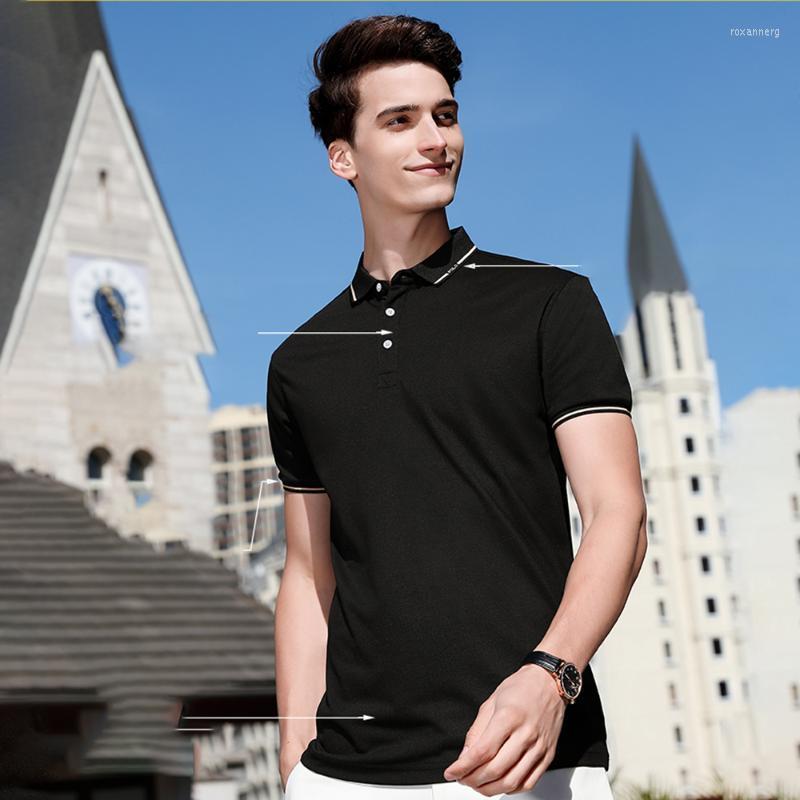 

Men' Polos Summer 2022 Men' Casual Short Sleeve Shirts Striped Decoration Men Lapel Solid Color T-shirt Top Youth ShirtMen' Men'sMen, Black