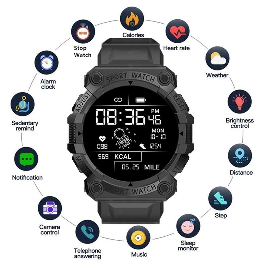 

Wristwatches FD68S Smart Watches Men Women Bluetooth Smartwatch Touch Bracelet Fitness Connected For IOS Android273i, Red