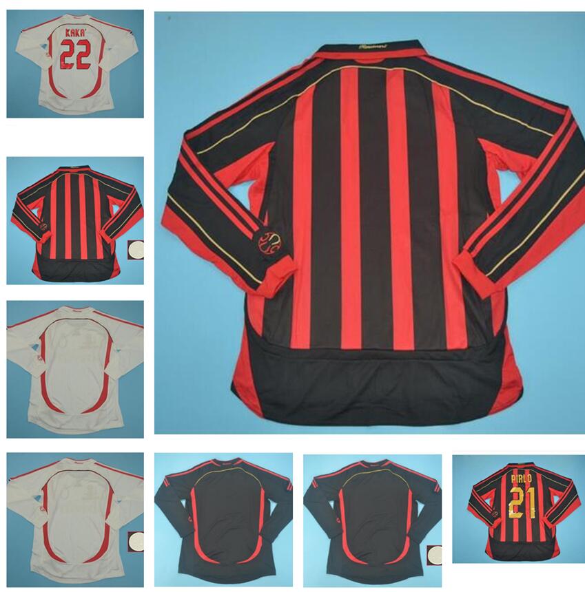 

Long sleeve 2006 2007 ac MILANS Retro soccer jerseys full vintage football shirt 06 07 classic Maglia da calcio MALDINI PIRLO SEEDORF