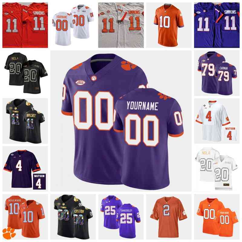 

Xflsp 2022 College Custom Clemson TG Football Jersey 99 Greg Williams 90 Darnell 16 Ray Thornton III 87 Sage Ennis 33 Ruke Orhorhoro 36, White with 2020 patch