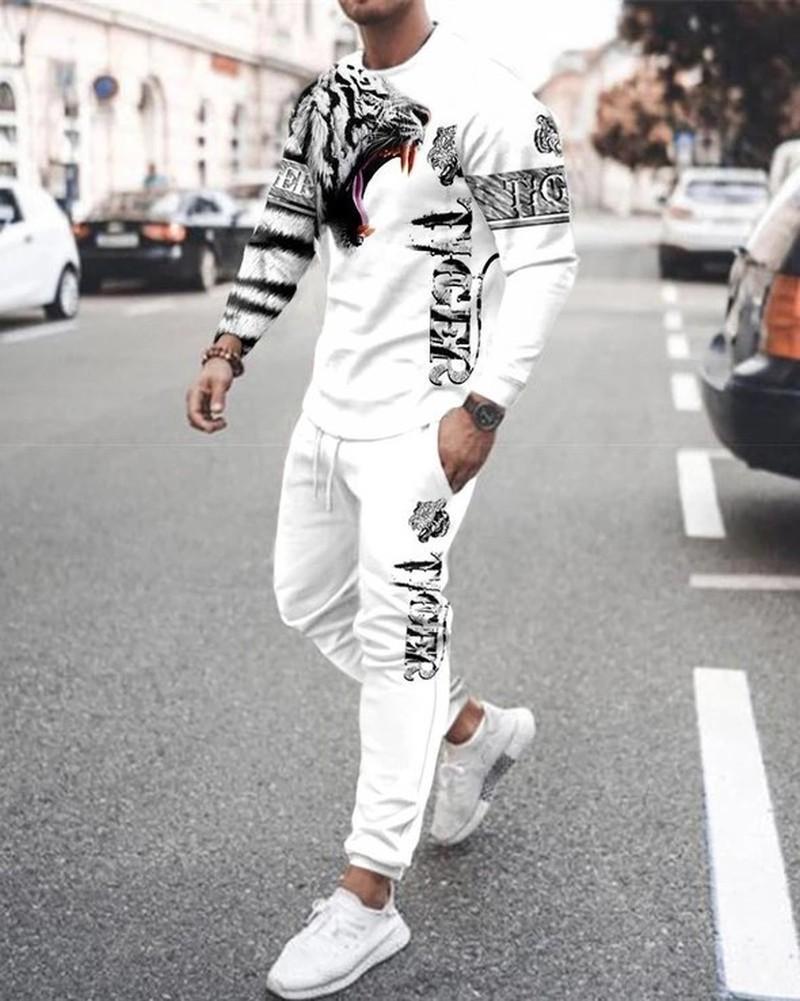 

Men's Tracksuits Spring Autumn Set Casual Sportswear Fashion Male Running Suit Men Long-sleeved T-shirt+Sports Trousers 2-Piece 5XL 6XL, Gray