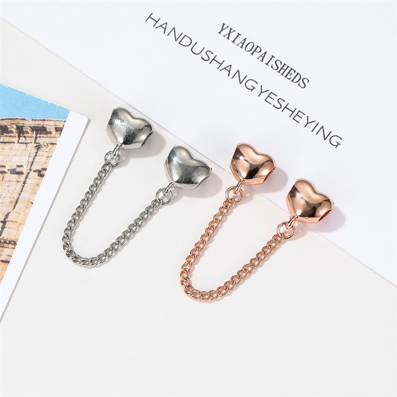 

Plated Silver Bracelet Heart Crystal Safety Chain European Stopper Clip Lock Charm Bracelet Jewelry Findings 2224 T2