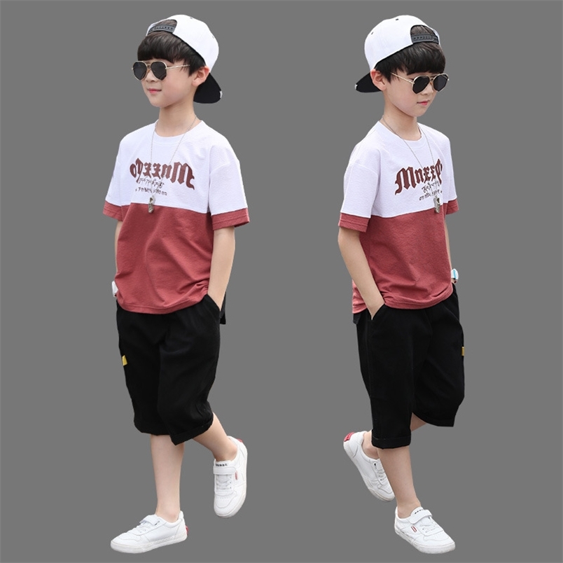 Vêtements de garçons d'été ensembles enfants T-shirt Pantalon à manches courtes deux pièces Vêtements de bébé enfants 6 8 10 11 12 ans 220620