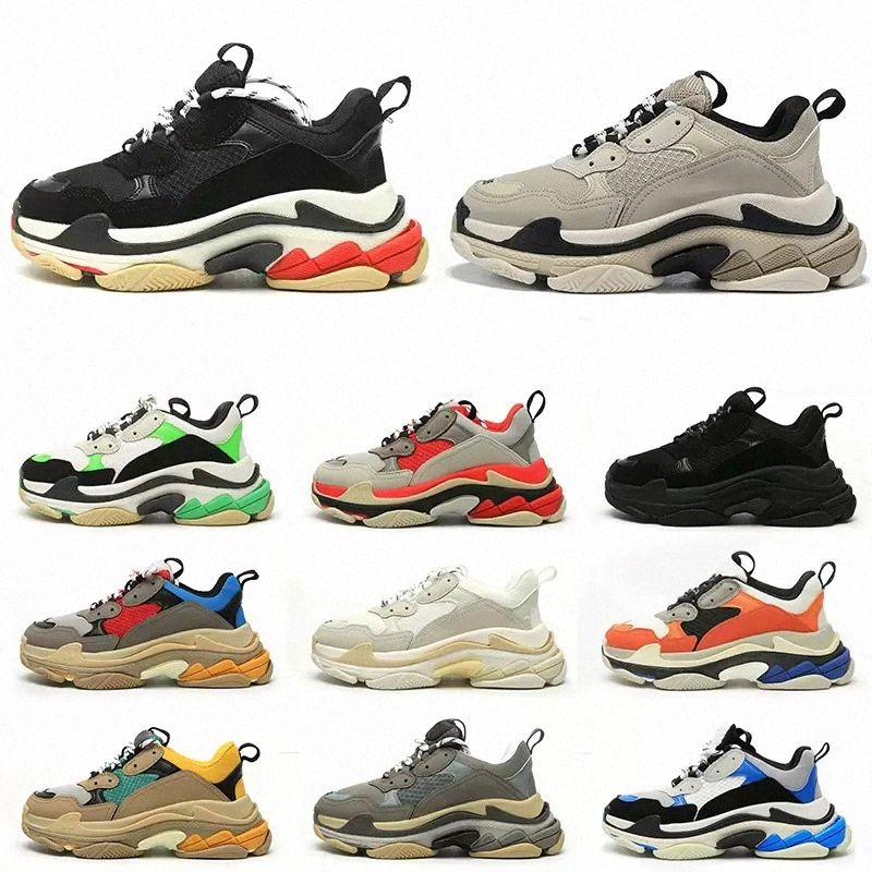 2022 Triple S Men Femmes Designer Chaussures décontractées Platforms Sneakers blanc noir Gris rouge rose bleu vert clair Tan Oreo Mens Trainers S