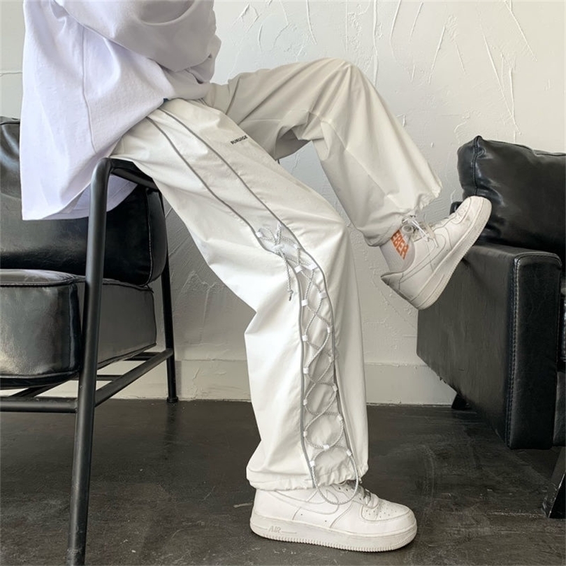 

Streetwear White Cargo Pants Men Oversize Wide Pants Harajuku Sweatpants Fashion Joggers Skateboard Pants Techwear 220706, Black