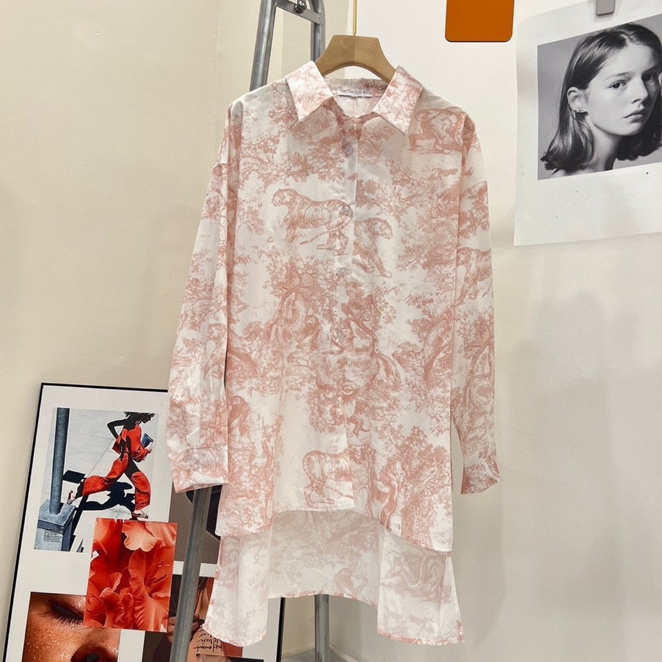 

Women' Shirts New Pink Animal Print Bee Embroidery Long Sleeve Men' Shirts Couples Sun Protection Jacket #S-L