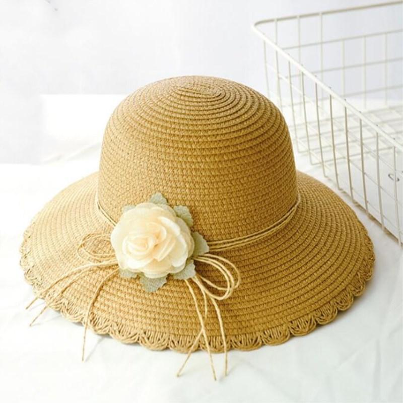 

Wide Brim Hats Seioum Summer Straw Hat Women Big Beach Sun Foldable Block UV Protection Panama Bone Chapeu Feminino, Beige