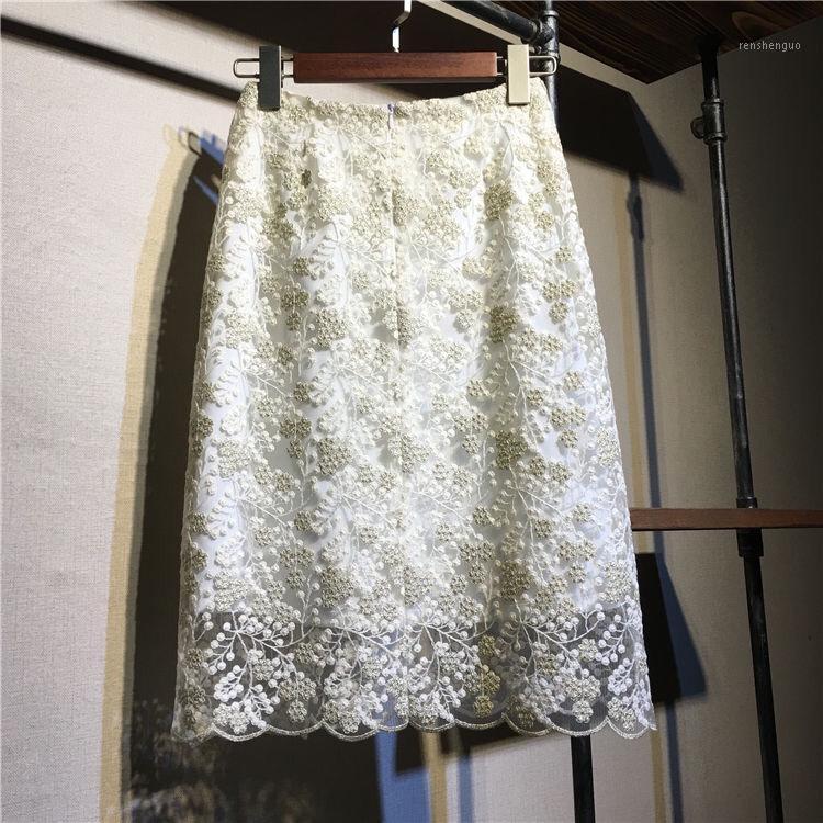 

Skirts 2022 Spring Autumn Elegant Women Botanical Floral Pencil Skirt Vintage Slim Midi Faldas Mujer Femme Feminina Gold