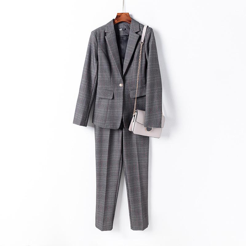 

Women' Two Piece Pants High-quality Business Wear Elegant Office Work Clothes Women' Suit Two-piece Autumn And Winter Checked Ladies J