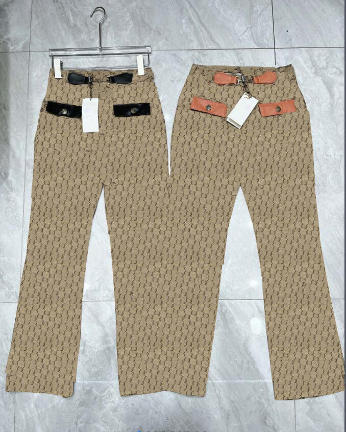 

22 women' khaki printed letter trousers, versatile, not picky, slim and slim fabric, ultra-thin 410, Customize