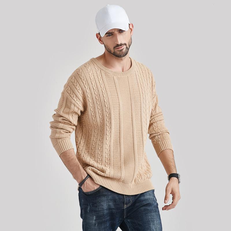 

Men's Sweaters England Style 2022 Men'S Khaki Long Sleeves Autumn Spring Pullover Knitted Clothes O-Neck Plus OverSize 3XLMen's, Ms968 3