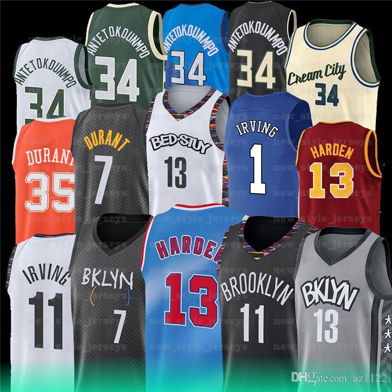 

7 Kevin 11 Kyrie 34 Giannis Irving Antetokounmpo Durant 13 Harden NCAA Men Basketball Jerseys 2022 new Stitched Jersey z22
