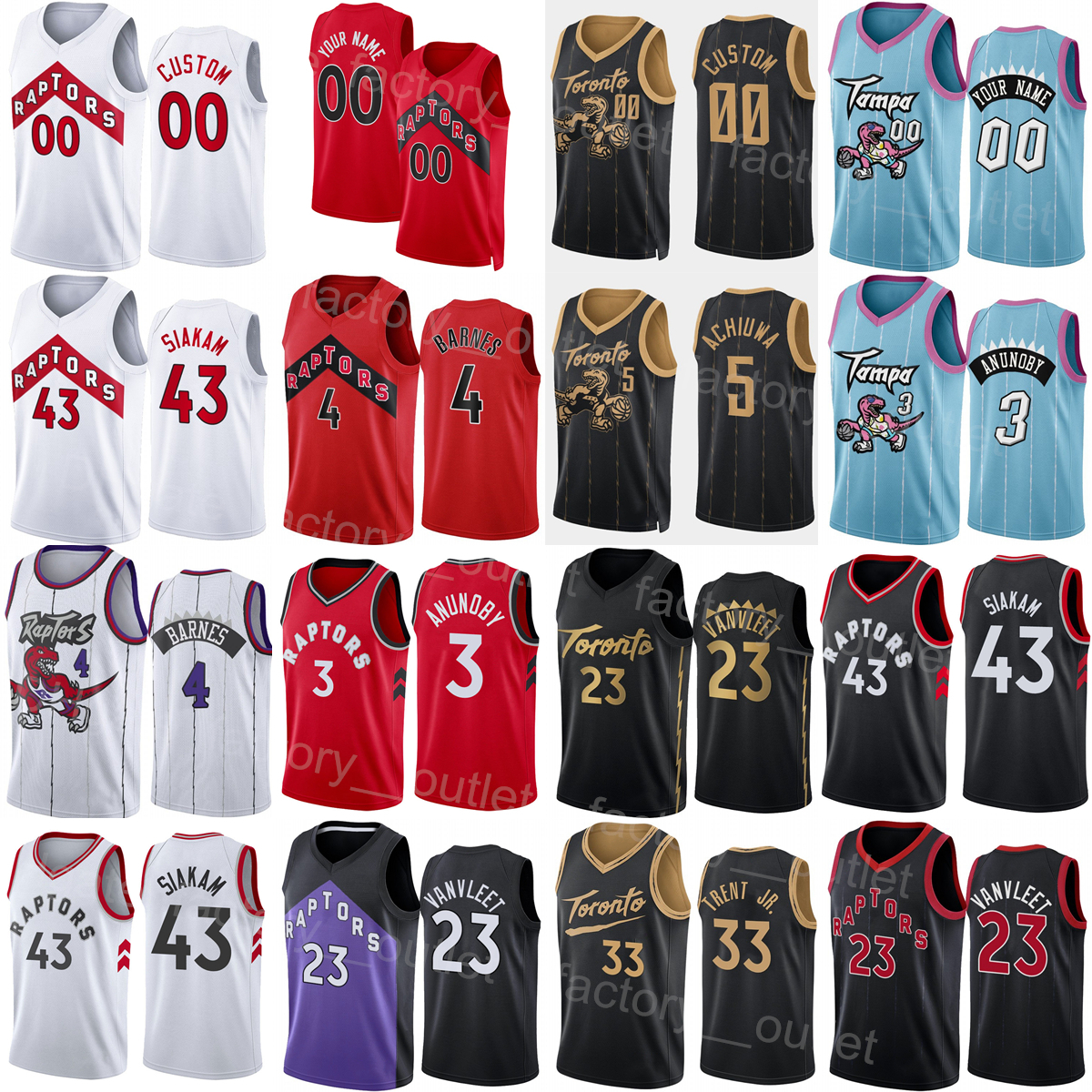 

Man Woman Youth Screen Printed Basketball Fred VanVleet Jersey 23 Pascal Siakam 43 OG Anunoby 3 Scottie Barnes 4 Gary Trent Jr 33 Precious Achiuwa 5 Black Red White