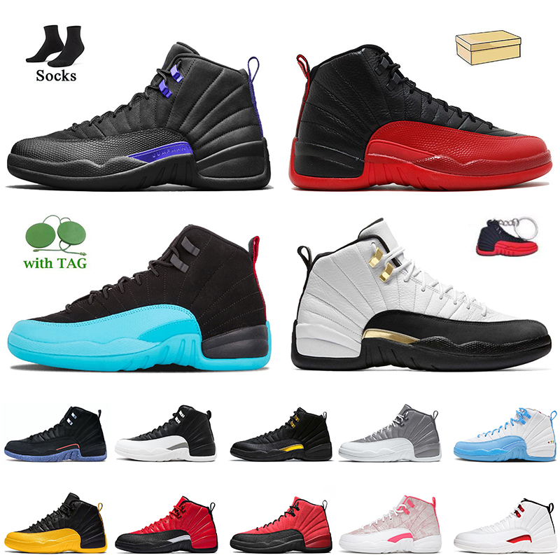 

With Box Jumpman 12 12s Women Mens Basketball Shoes Stealth Dark Concord Reverse Flu Game Blue Hyper Royal University Gold Playoffs Black Taxi Trainers Sneakers US 13, C45 game royal 40-47