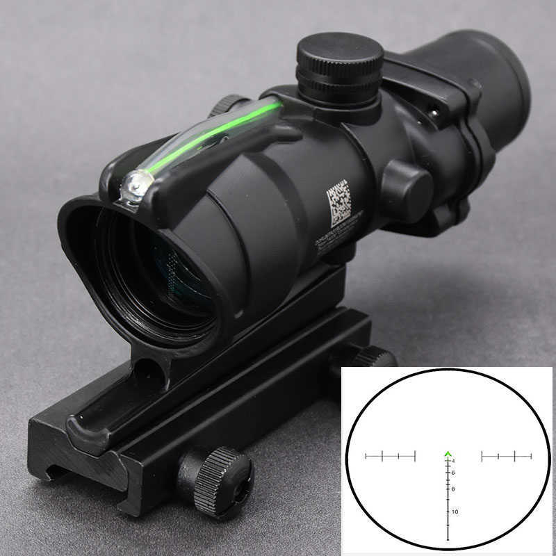 

Hunting Shooting Tactical ACOG Style 4x32 Fiber Prism Rifle Scope 20mm Weaver Picatinny Rail Mount Base