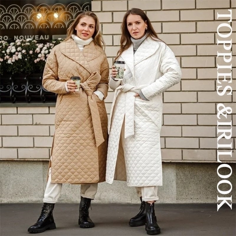 

Toppies autumn winter coat womens argyle long jacket thin parkas double breasted belt coat plaid 201127, Light purple