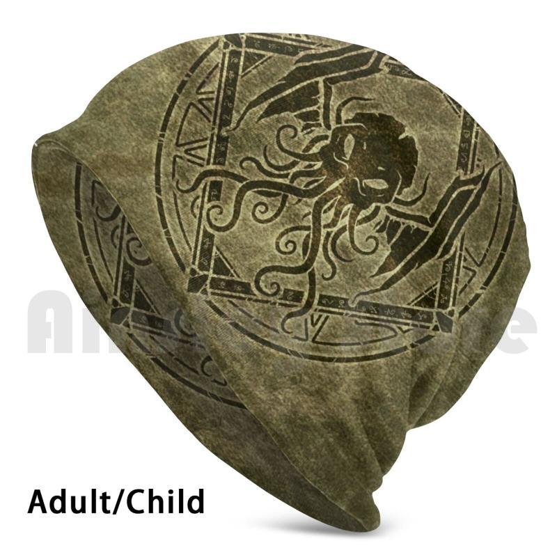 

Berets Cthulhu Design-Old Leather Beanies Pullover Cap Comfortable Eldritch Horror Dark Elder God Tentacles ElderBerets, Adult knit hat