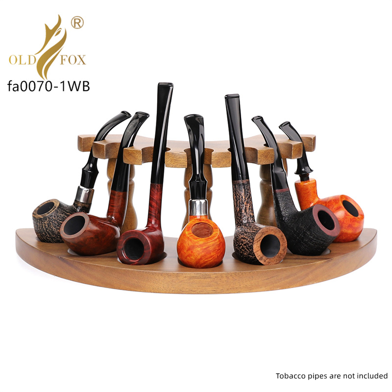 

OLDFOX Wooden Tobacco Smoking Pipe Stand Arch VII for 7 Pipes Handmade Black Walnut Wood fa0070