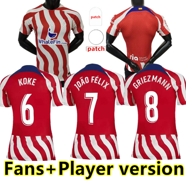 

22 23 Atletico Madrids Soccer Jerseys SUAREZ GRIEZMANN JOAO FELIX M. Llorente CORREA KOKE Camisetas de LEMAR CARRASCO fans player version Football Shirt, 22/23 away